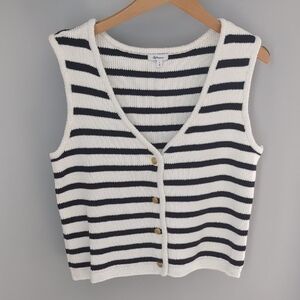 Reitmans Black & White Striped Knit Vest